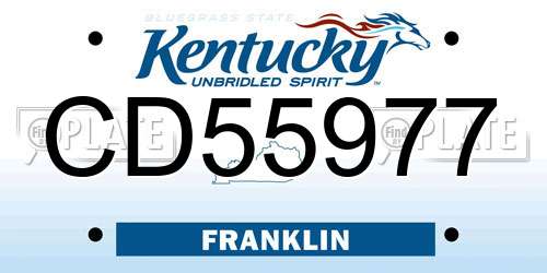 CD55977 Kentucky License Plate