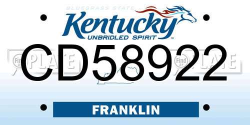 CD58922 Kentucky License Plate