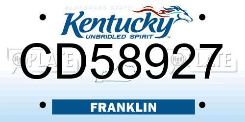 CD58927 Kentucky License Plate