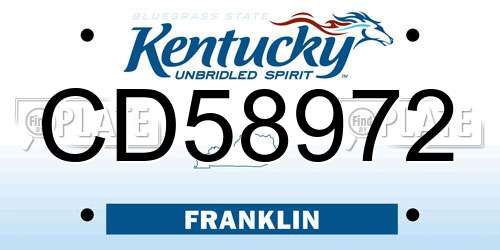 CD58972 Kentucky License Plate