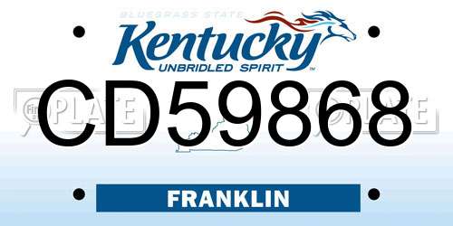 CD59868 Kentucky License Plate