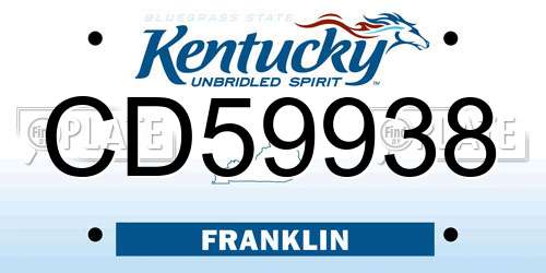 CD59938 Kentucky License Plate