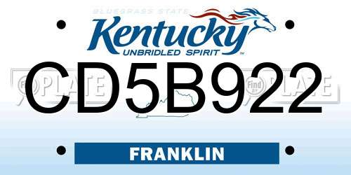 CD5B922 Kentucky License Plate