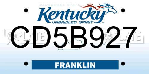 CD5B927 Kentucky License Plate