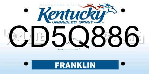 CD5Q886 Kentucky License Plate