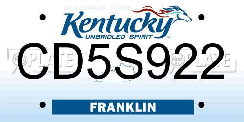 CD5S922 Kentucky License Plate