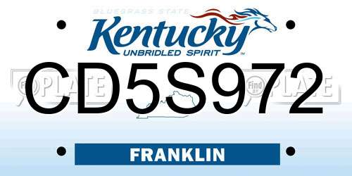 CD5S972 Kentucky License Plate