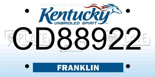 CD88922 Kentucky License Plate
