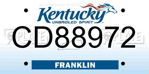 CD88972 Kentucky License Plate