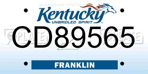 CD89565 Kentucky License Plate