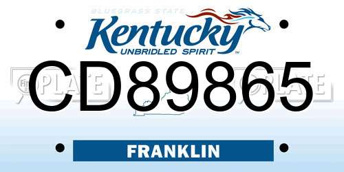 CD89865 Kentucky License Plate