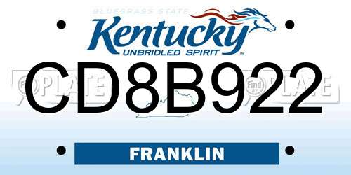 CD8B922 Kentucky License Plate
