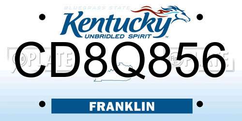 CD8Q856 Kentucky License Plate