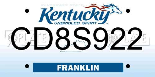 CD8S922 Kentucky License Plate