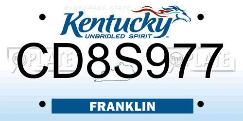 CD8S977 Kentucky License Plate