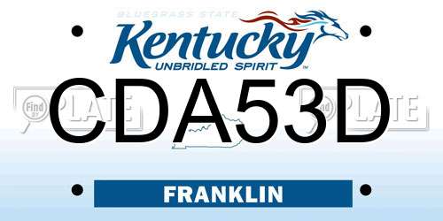 CDA53D Kentucky License Plate