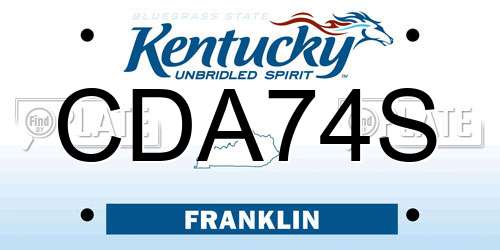 CDA74S Kentucky License Plate