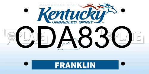 CDA83O Kentucky License Plate