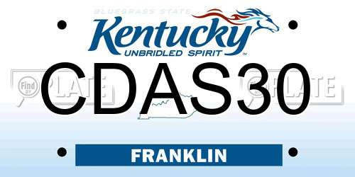 CDAS30 Kentucky License Plate