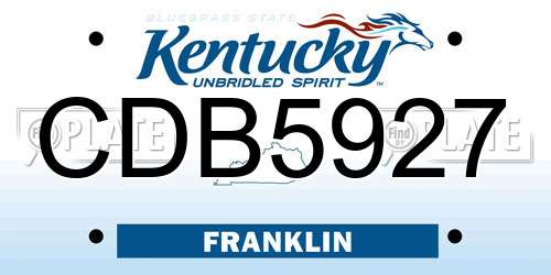 CDB5927 Kentucky License Plate