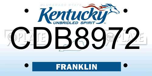 CDB8972 Kentucky License Plate