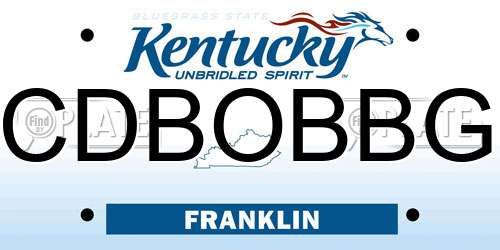 CDBOBBG Kentucky License Plate