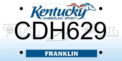 CDH629 Kentucky License Plate