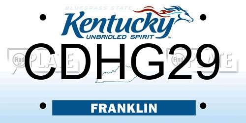 CDHG29 Kentucky License Plate