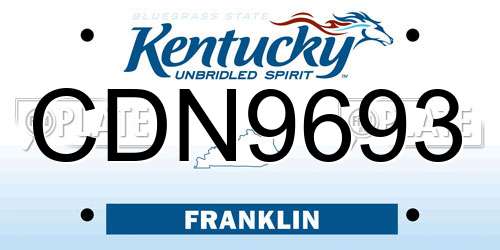 CDN9693 Kentucky License Plate