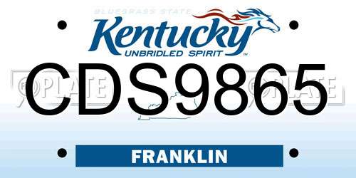 CDS9865 Kentucky License Plate