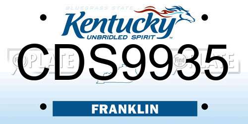 CDS9935 Kentucky License Plate