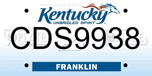 CDS9938 Kentucky License Plate