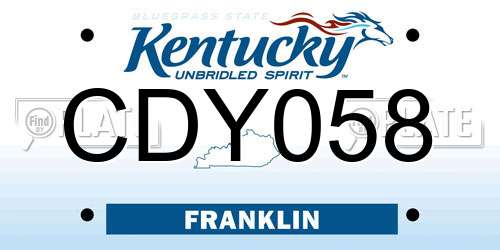 CDY058 Kentucky License Plate