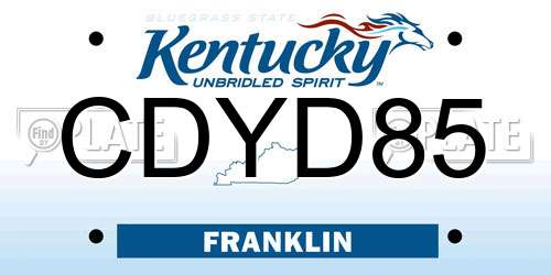 CDYD85 Kentucky License Plate