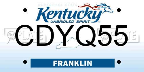 CDYQ55 Kentucky License Plate