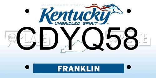 CDYQ58 Kentucky License Plate