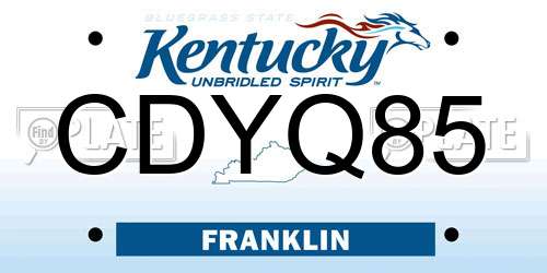 CDYQ85 Kentucky License Plate