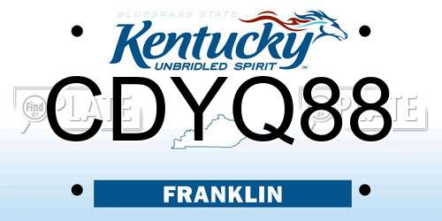 CDYQ88 Kentucky License Plate