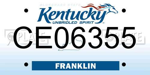 CE06355 Kentucky License Plate