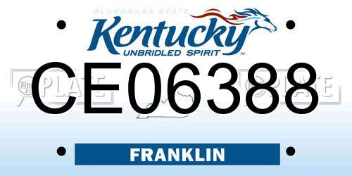 CE06388 Kentucky License Plate