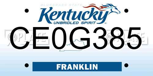 CE0G385 Kentucky License Plate
