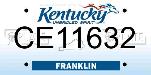 CE11632 Kentucky License Plate