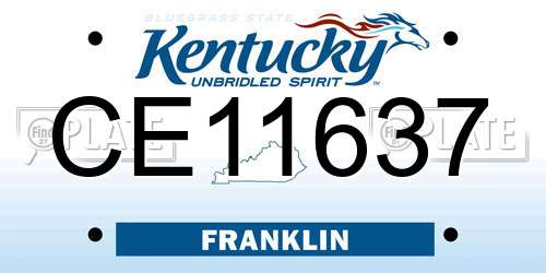 CE11637 Kentucky License Plate