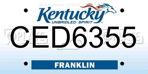 CED6355 Kentucky License Plate
