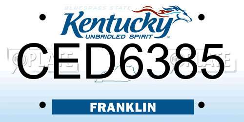CED6385 Kentucky License Plate