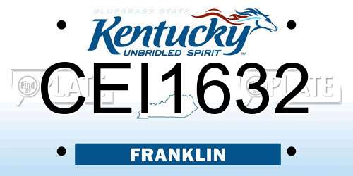 CEI1632 Kentucky License Plate