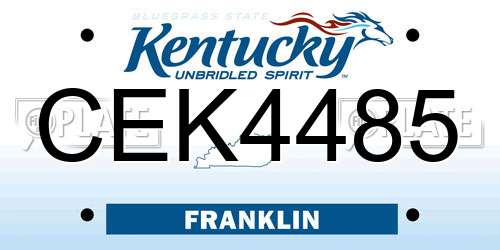 CEK4485 Kentucky License Plate