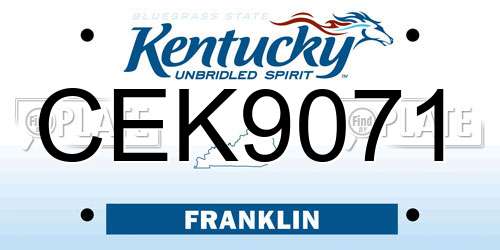 CEK9071 Kentucky License Plate