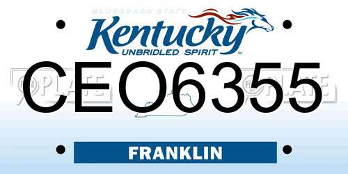 CEO6355 Kentucky License Plate