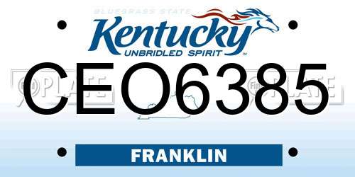 CEO6385 Kentucky License Plate